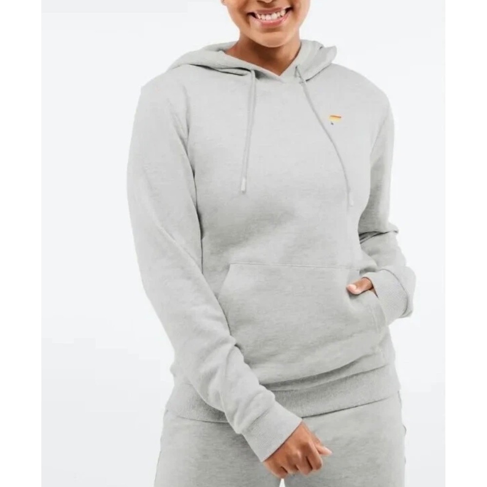 Fabletics Hoodie Unisex Large Gray Rainbow Pride Logo Pullover